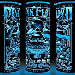 Glow in the Dark Pink Floyd Dark Side of the Moon 1972 Rainbow Cup Mug Tumbler